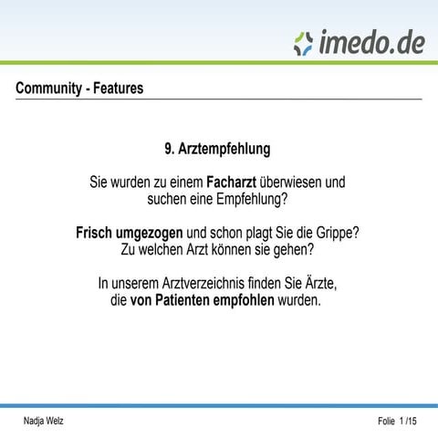 imedo.de Feature Arztempfehlung