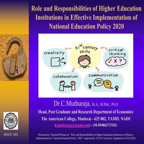 Role and Responsibilities of Higher Education Institutions in Effective Imple...