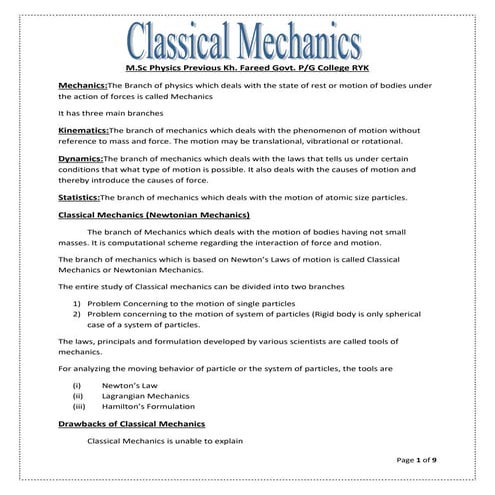 Cm 1 Classical Mechanics By Goldstein