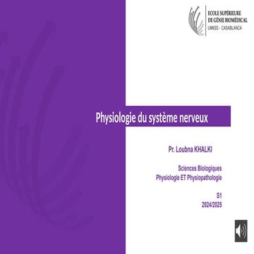 Physiologie du systeme nerveux genie biomed