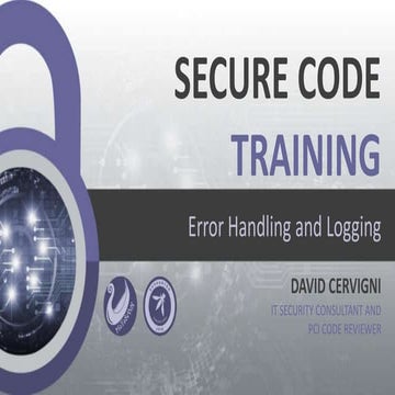 Cm4 secure code_training_1day_error handling and logging | PPT