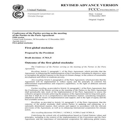 Conclusions de la COP 28 de Dubai, décembre 2023