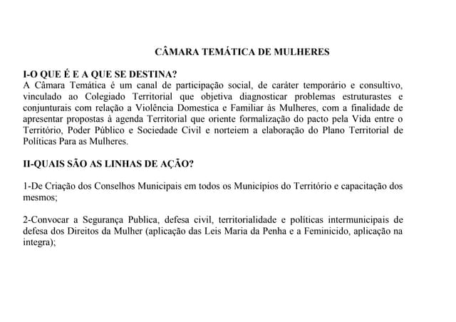 Câmara temática de defesa dos direitos da mulher 1