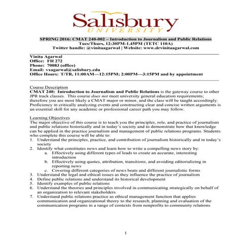 Introduction to Journalism and Public Relations 