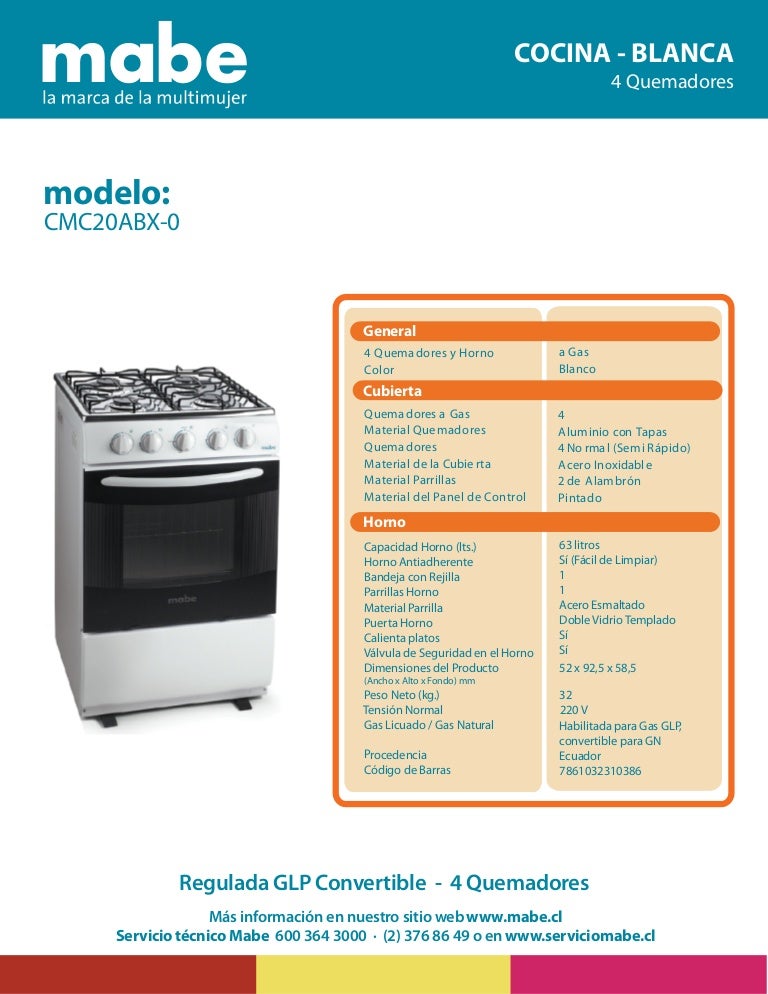 CMP6015AG0 - Cocina de pie 1 horno 4 hornillas gris 60cm Mabe