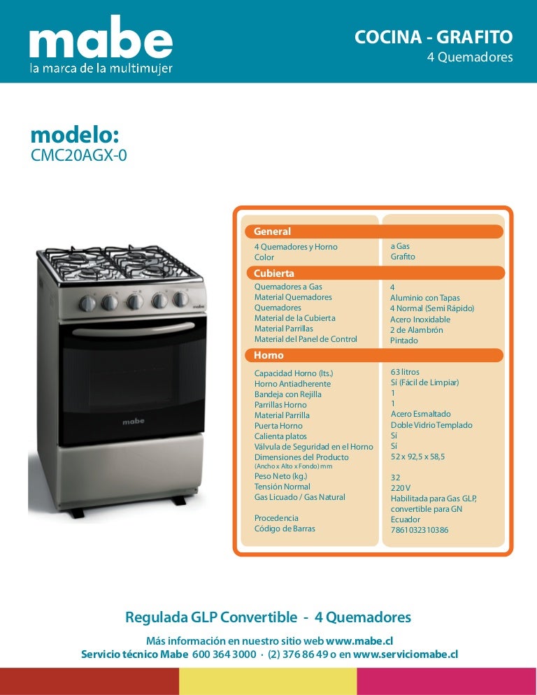 Cocina Mabe CMC20AGX-0