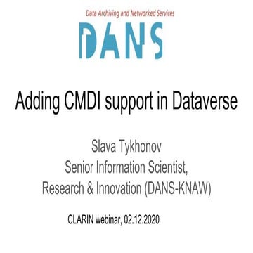 CLARIN CMDI support in Dataverse 