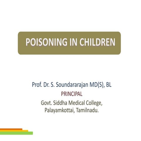 Poisoning in Children - Siddha Perspective