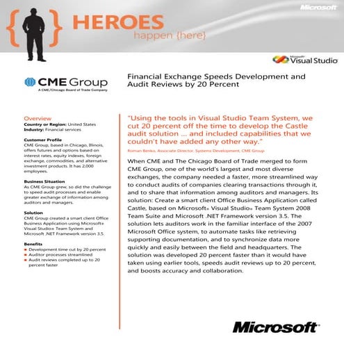 Microsoft: Financial Exchange Speeds Development and Audit Reviews by 20 Percent