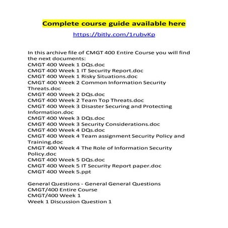 Cmgt 400 entire course