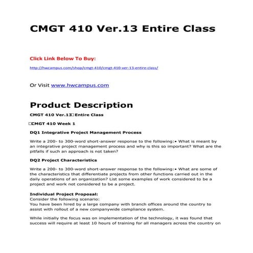 Cmgt 410 ver.13 entire class