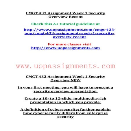 CMGT 433 Entire Course NEW