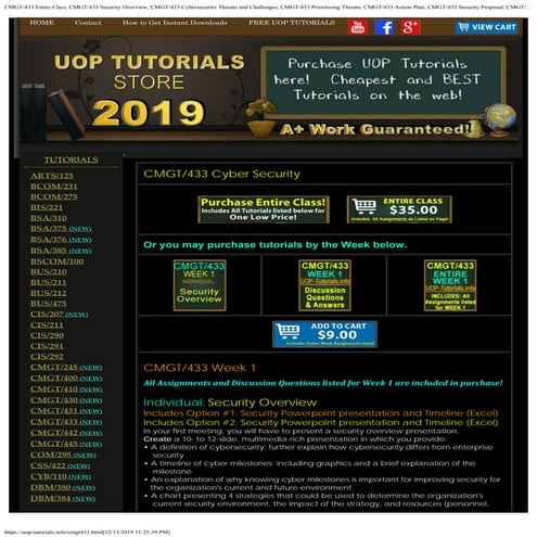 CMGT/433 ENTIRE CLASS UOP TUTORIALS
