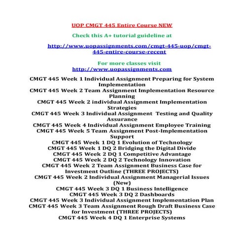 CMGT 445 Entire Course NEW