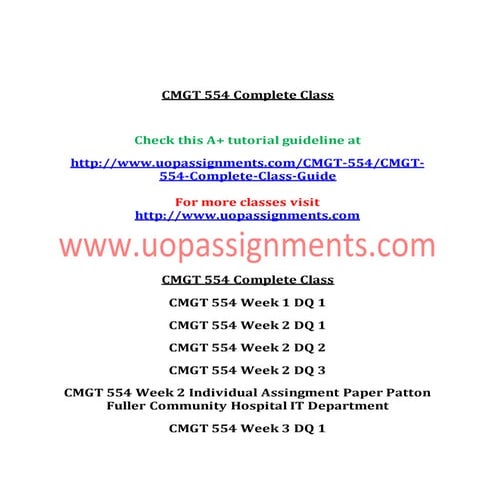 CMGT 554 Entire Course NEW