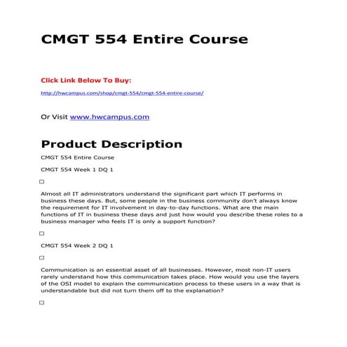 Cmgt 554 entire course