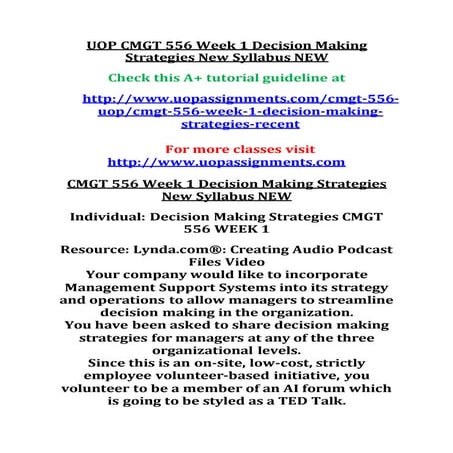 CMGT 556 Entire Course NEW