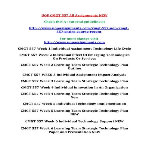 CMGT 557 Entire Course NEW