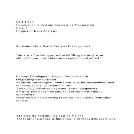 CMGT 580Introduction to Systems Engineering ManagementClass .docx