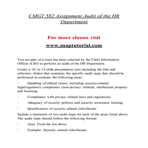 Cmgt 582  Effective Communication / snaptutorial.com