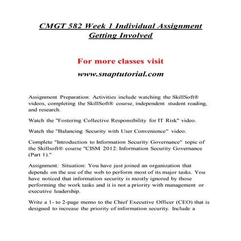 Cmgt 582 Enthusiastic Study / snaptutorial.com