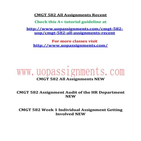 CMGT 582 Entire Course NEW