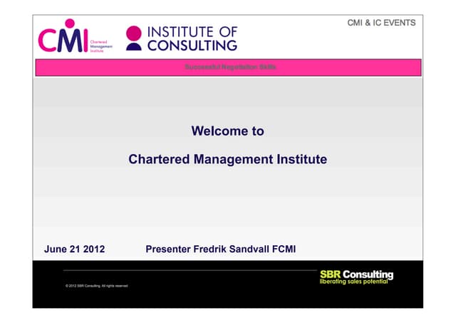 CMI Effective Negotiation in Business  by Fredrik Sandvall