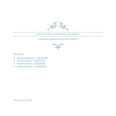 Analysis of Stock Market Anomalies worldwide 