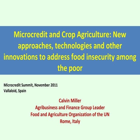 Calvin Miller Microcredit and Crop Agriculture