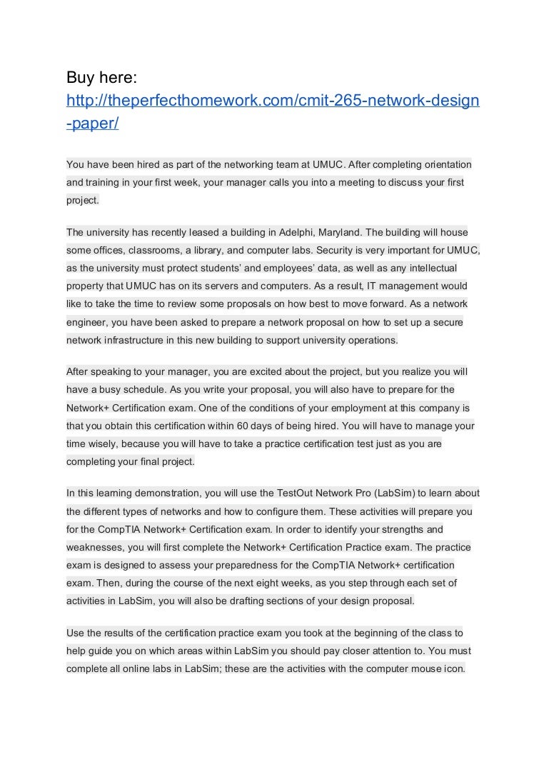 network design proposal for a company