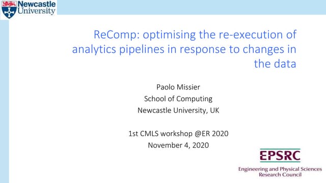 ReComp: optimising the re-execution of analytics pipelines in response to cha...