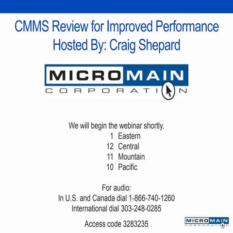 CMMS Review for Improved Performance
