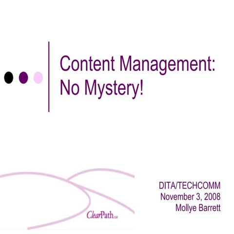 Content Management: No Mystery