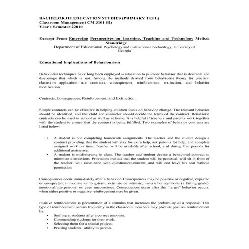 Cm notes on behaviourism