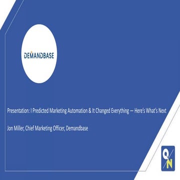CMO Connect: I Predicted Marketing Automation | Jon Miller, CMO, Demandbase