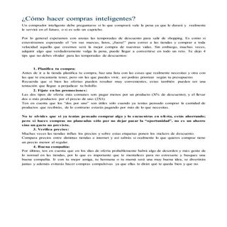 Cómo hacer compras inteligentes