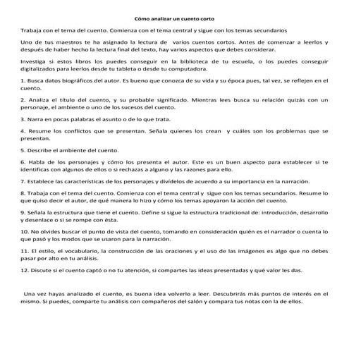 Cómo analizar un cuento corto