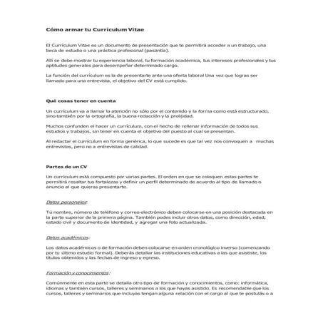 Cómo armar tu currículum vitae