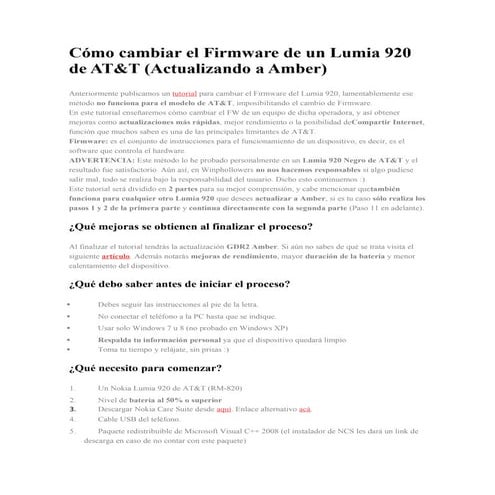 Cómo cambiar el firmware de un lumia 920 de at
