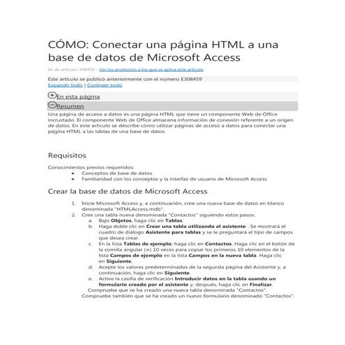 Cómo conectar una página html a una base de datos de microsoft access