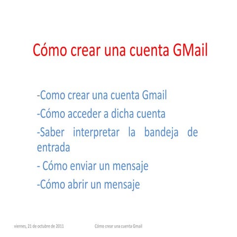 Tutorial para crear un correo de gmail | PPTX