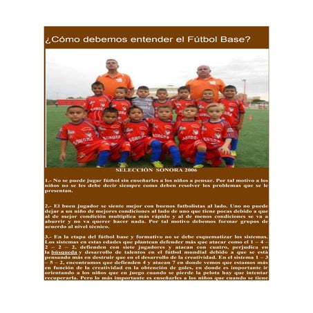 Cómo debemos entender el fútbol base