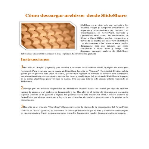 Instrucciones para descargar las presentaciones de slideshare | DOCX