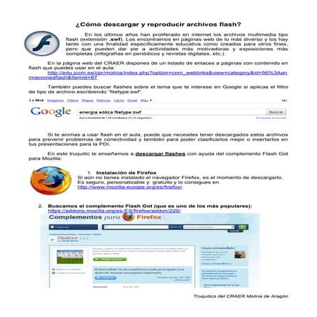 Cómo descargar y reproducir flash | PDF