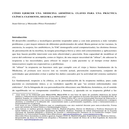 Cómo ejercer una medicina armónica  claves para una práctica clínica clemente, segura y sensata