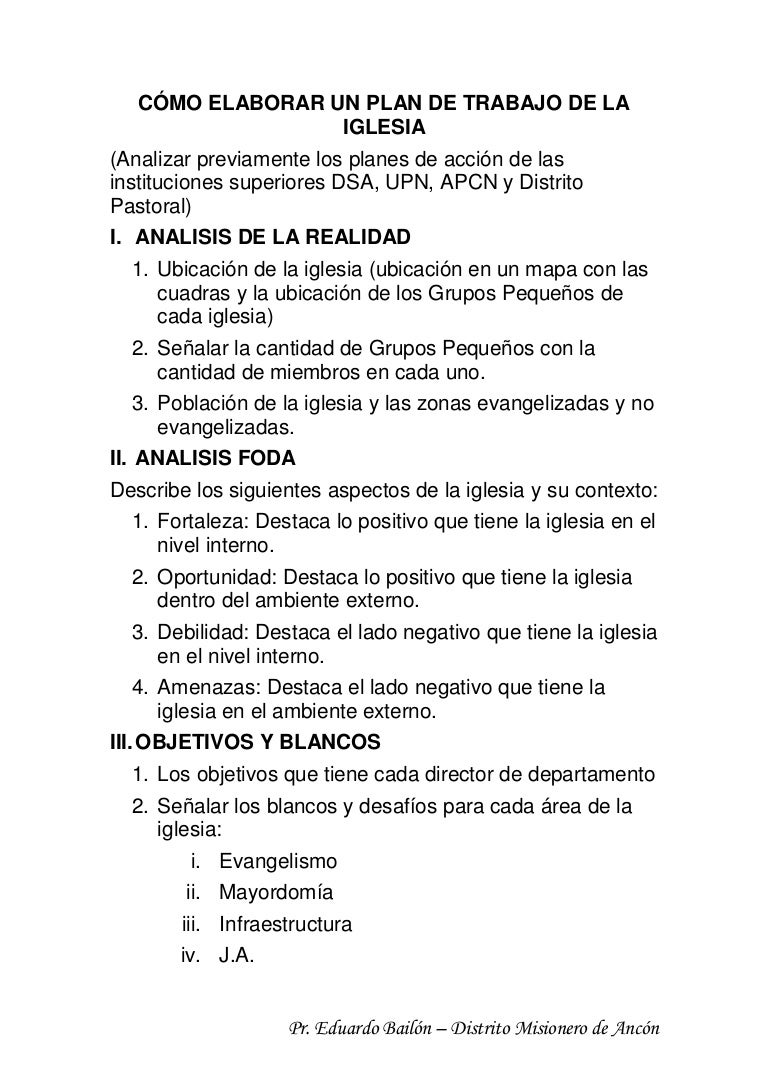 C Mo Elaborar Un Plan De Trabajo De La Iglesia1 Plan De Trabajo Anual De Una Iglesia Evangelica C Mo Elaborar Un Plan De Trabajo De La Iglesia1 Plan De Trabajo Anual De Una Iglesia Evangelica