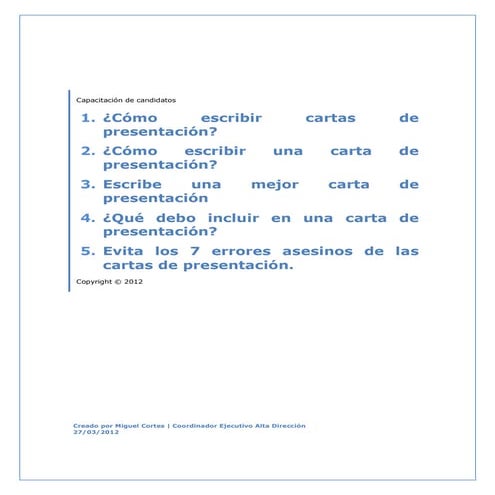 CóMo Escribir Cartas De PresentacióN 2012