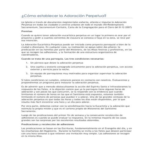 Cómo establecer la adoración perpetua