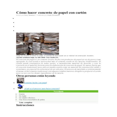 Cómo hacer concreto de papel con cartón