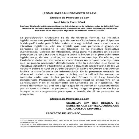 como elaboramos y proponemos un Proyecto de ley del estado peruano | PDF